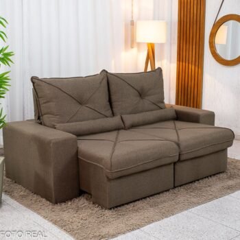 Sofá Retrátil Reclinável Tokio 2.00m Linho Marrom - D28 Soft