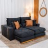 Sofá Retrátil Reclinável Gran Bello 2.00m Veludo Preto - Molas Ensacadas