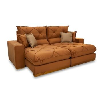 Sofá Retrátil Reclinável Gran Bello 2.30m Veludo Terracota 24 - Molas Ensacadas Pocket