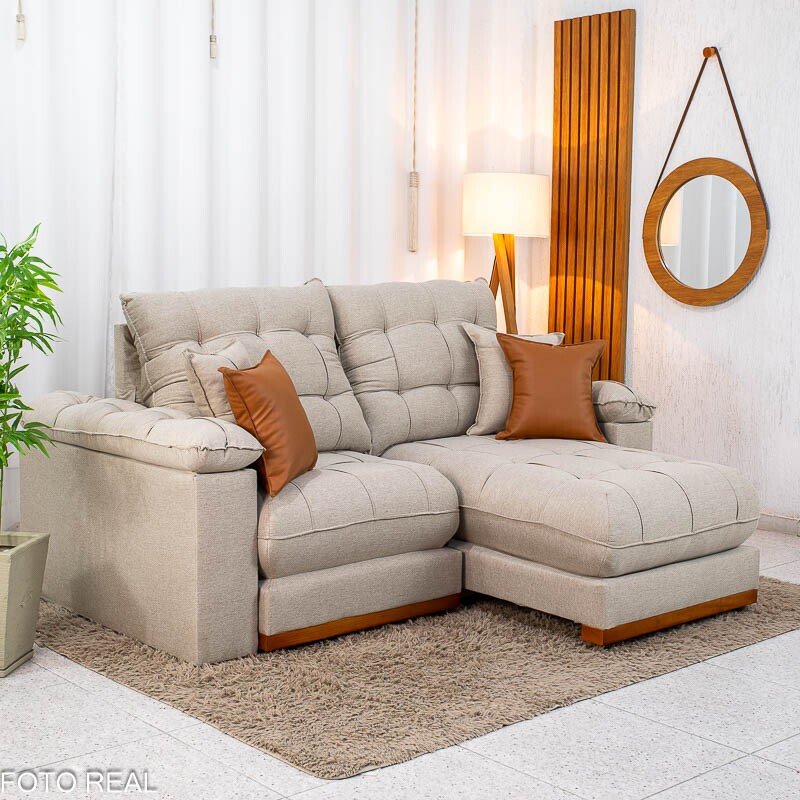 Sofá Retrátil Reclinável Verona 2.00m Linho Bege D28 Soft - Molas Ensacadas - Imagem 4