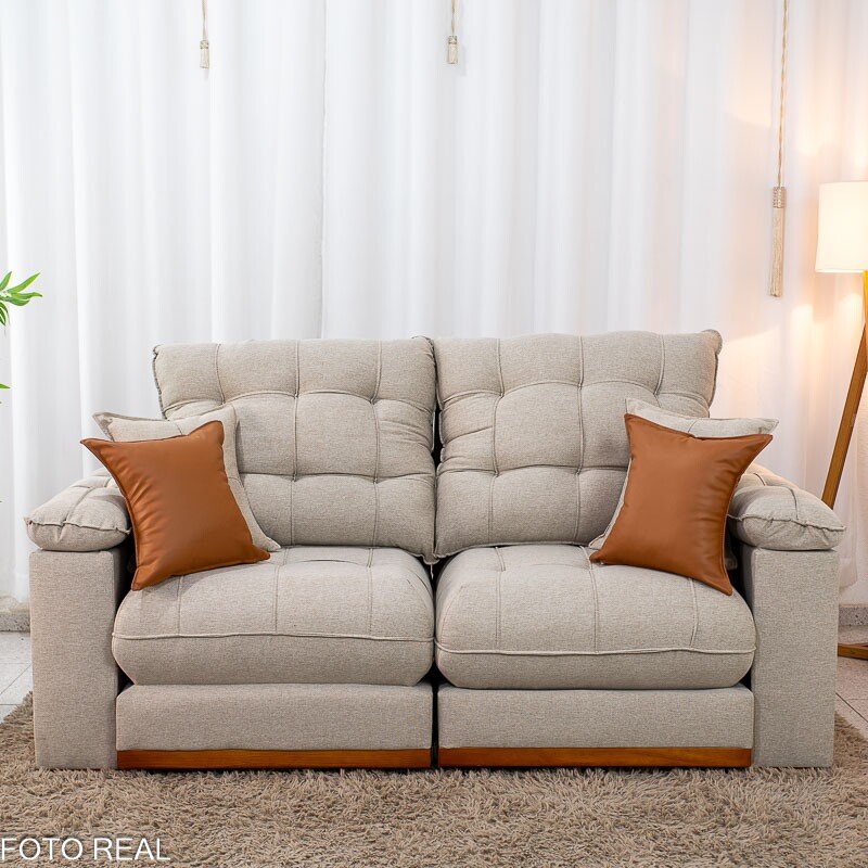 Sofá Retrátil Reclinável Verona 2.00m Linho Bege D28 Soft - Molas Ensacadas - Imagem 6