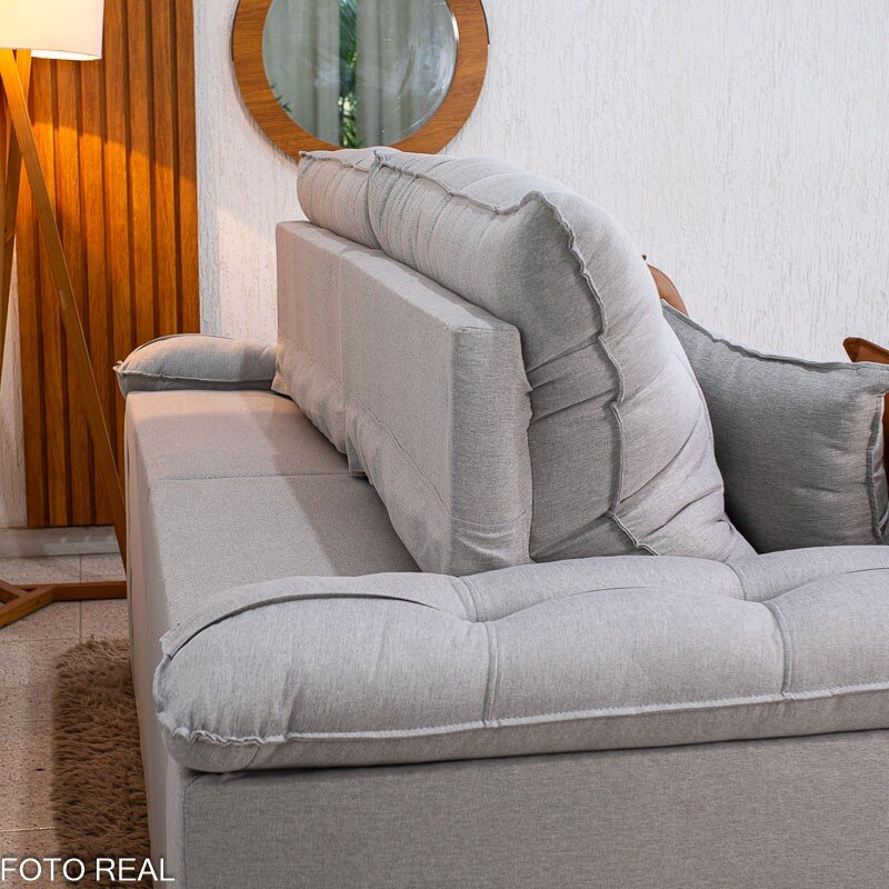 Sofá Retrátil Reclinável Verona 2.00m Linho Cinza Gelo 31 D28 Soft - Molas Ensacadas - Imagem 11