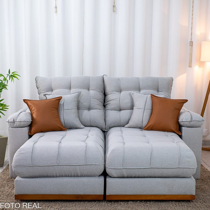 Sofá Retrátil Reclinável Verona 2.00m Linho Cinza Gelo 31 D28 Soft - Molas Ensacadas - Imagem 4