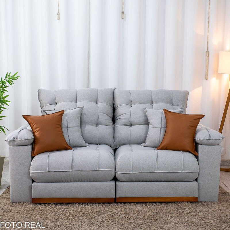 Sofá Retrátil Reclinável Verona 2.00m Linho Cinza Gelo 31 D28 Soft - Molas Ensacadas - Imagem 5