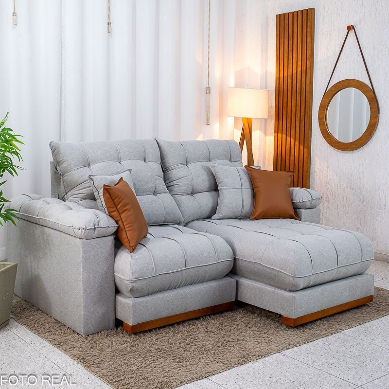 Sofá Retrátil Reclinável Verona 2.00m Linho Cinza Gelo 31 D28 Soft - Molas Ensacadas - Imagem 6