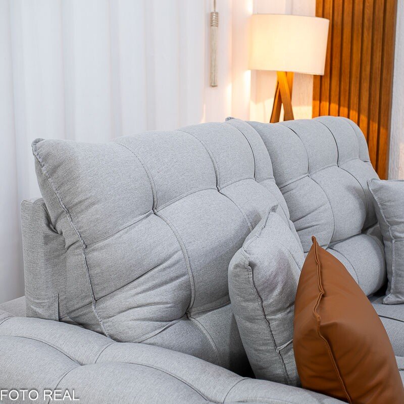 Sofá Retrátil Reclinável Verona 2.00m Linho Cinza Gelo 31 D28 Soft - Molas Ensacadas - Imagem 7