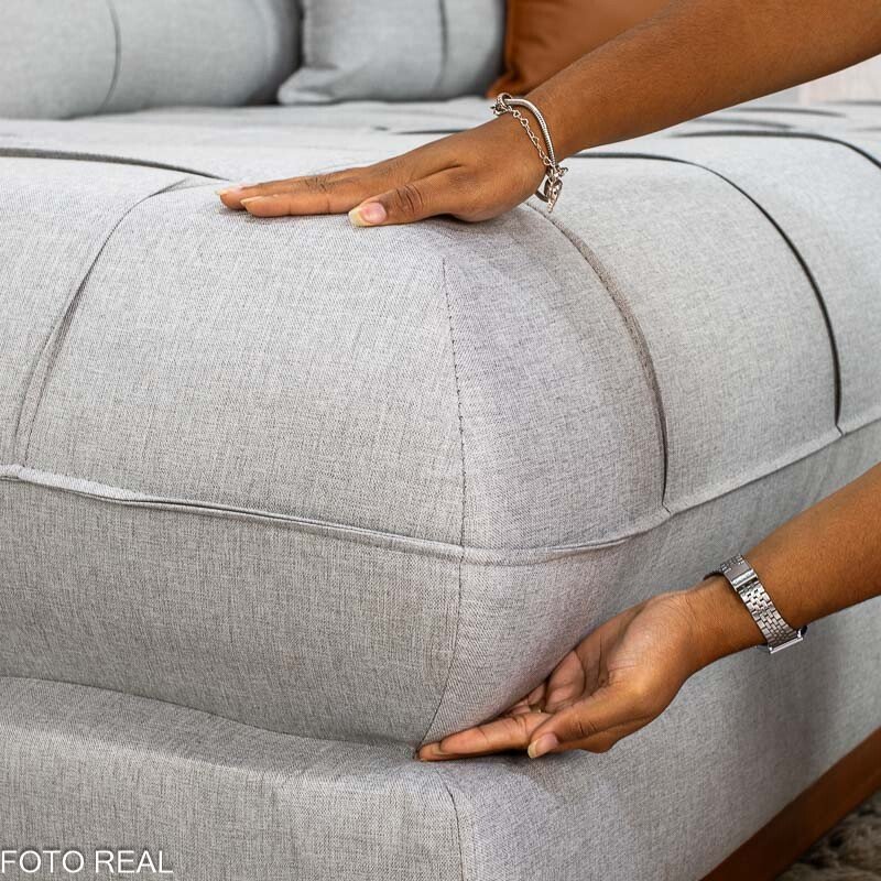 Sofá Retrátil Reclinável Verona 2.50m Linho Cinza Gelo 31 D28 Soft - Molas Ensacadas - Imagem 10