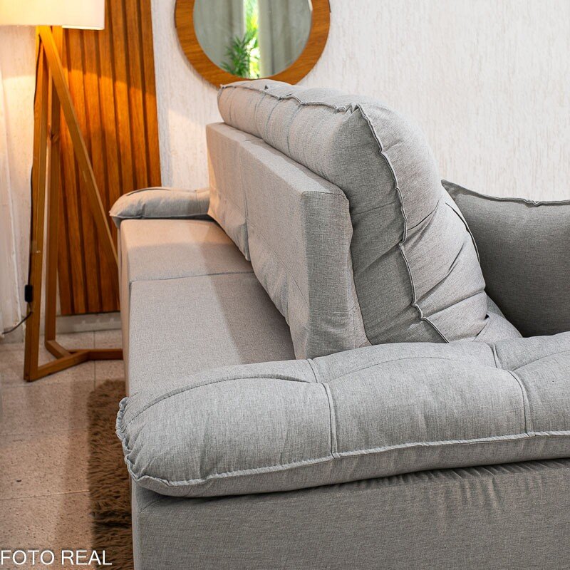 Sofá Retrátil Reclinável Verona 2.50m Linho Cinza Gelo 31 D28 Soft - Molas Ensacadas - Imagem 11