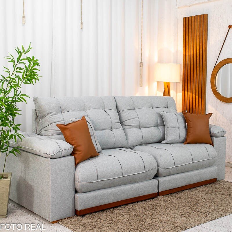 Sofá Retrátil Reclinável Verona 2.50m Linho Cinza Gelo 31 D28 Soft - Molas Ensacadas - Imagem 3