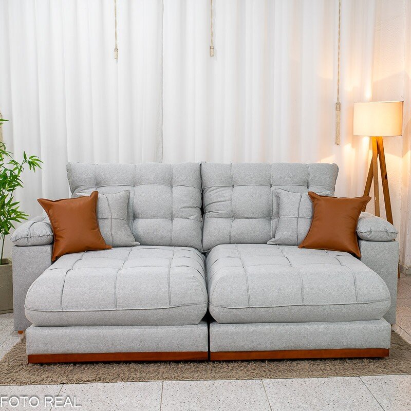 Sofá Retrátil Reclinável Verona 2.50m Linho Cinza Gelo 31 D28 Soft - Molas Ensacadas - Imagem 4
