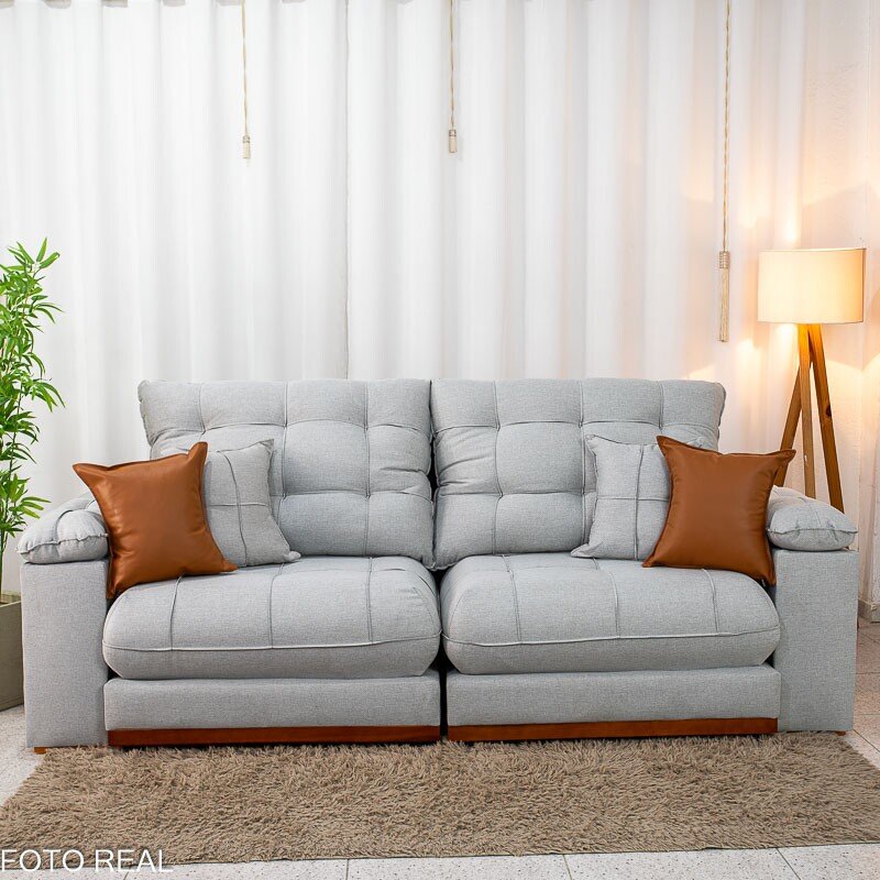 Sofá Retrátil Reclinável Verona 2.50m Linho Cinza Gelo 31 D28 Soft - Molas Ensacadas - Imagem 5