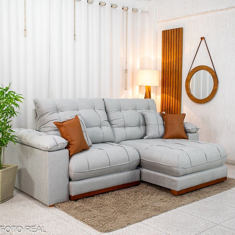Sofá Retrátil Reclinável Verona 2.50m Linho Cinza Gelo 31 D28 Soft - Molas Ensacadas - Imagem 6