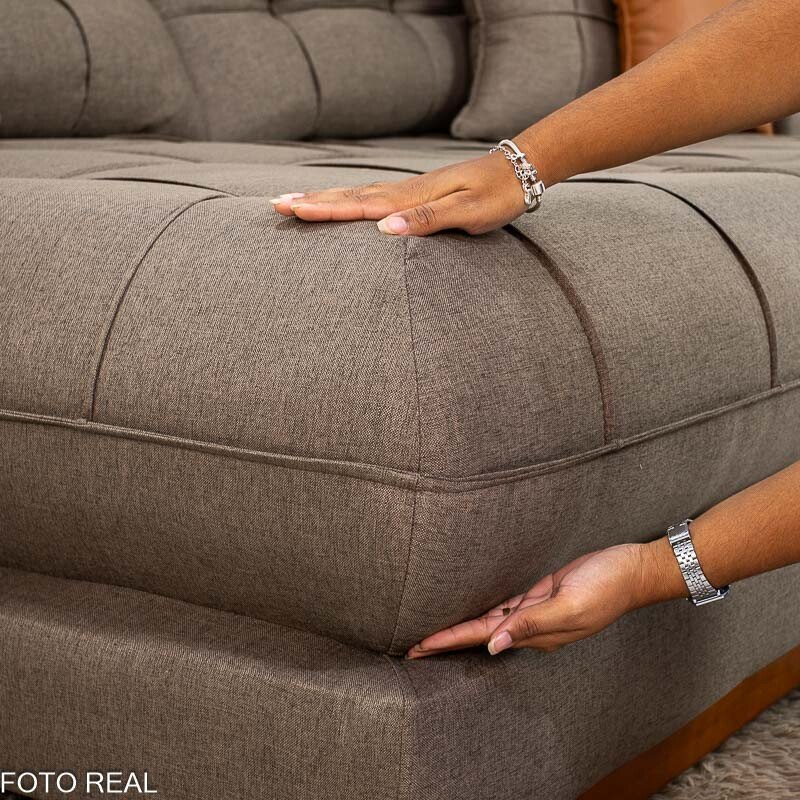 Sofá Retrátil Reclinável Verona 2.00m Linho Marrom - Molas Ensacadas - Imagem 9