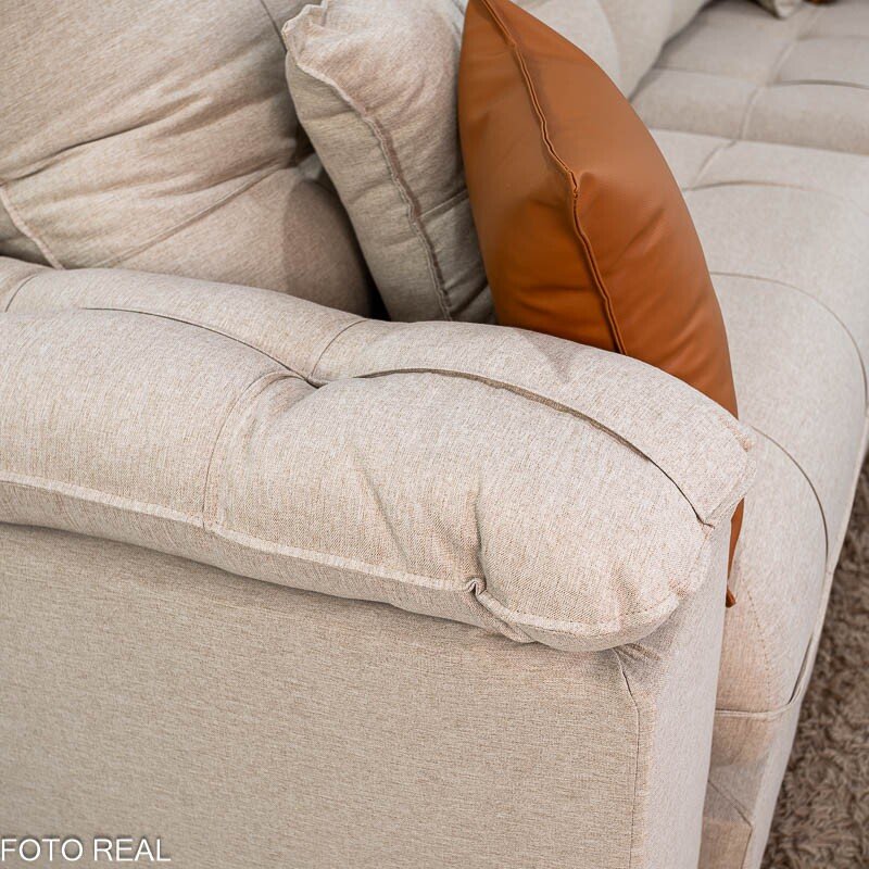Sofá Retrátil Reclinável Verona 2.90m Linho Bege D28 Soft - Molas Ensacadas - Imagem 8