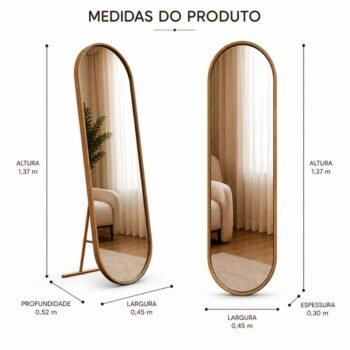 Alternative view of Toucador Alamanda Espelho Oval Castanho/Bronze - JB Bechara