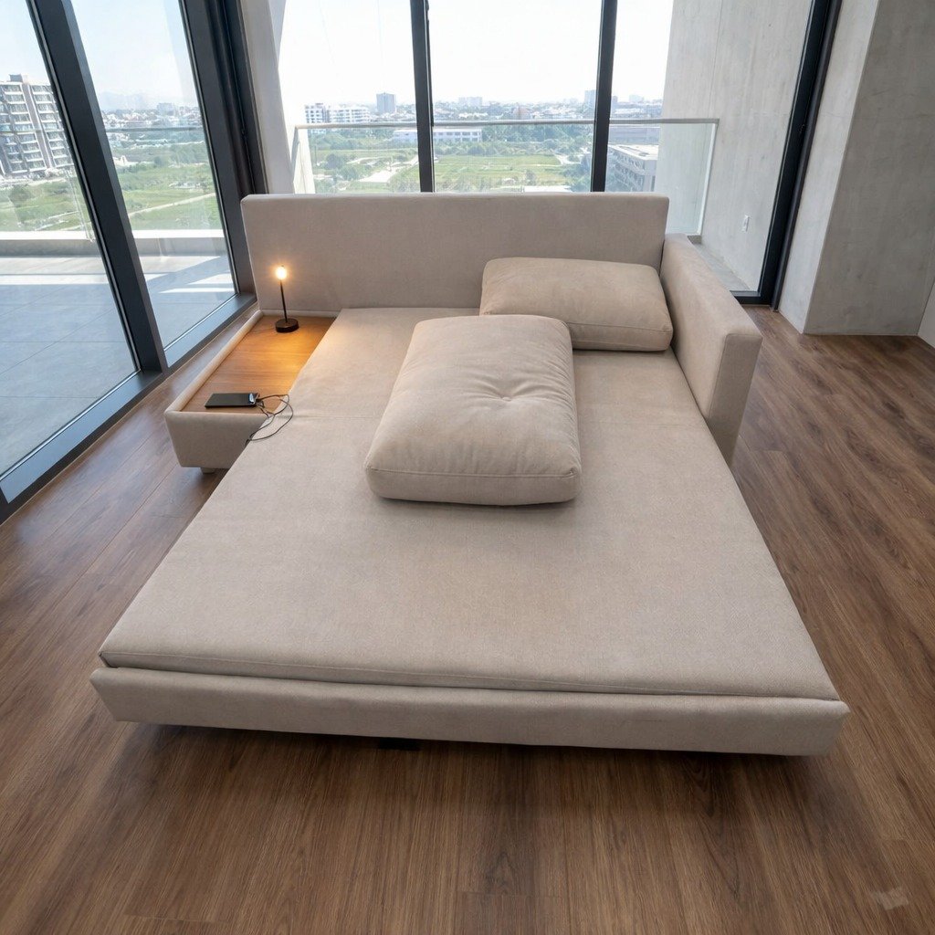 Sofá Cama Allure Ref.4003 2,02 m Linho Bege - GRALHA AZUL - Imagem 2