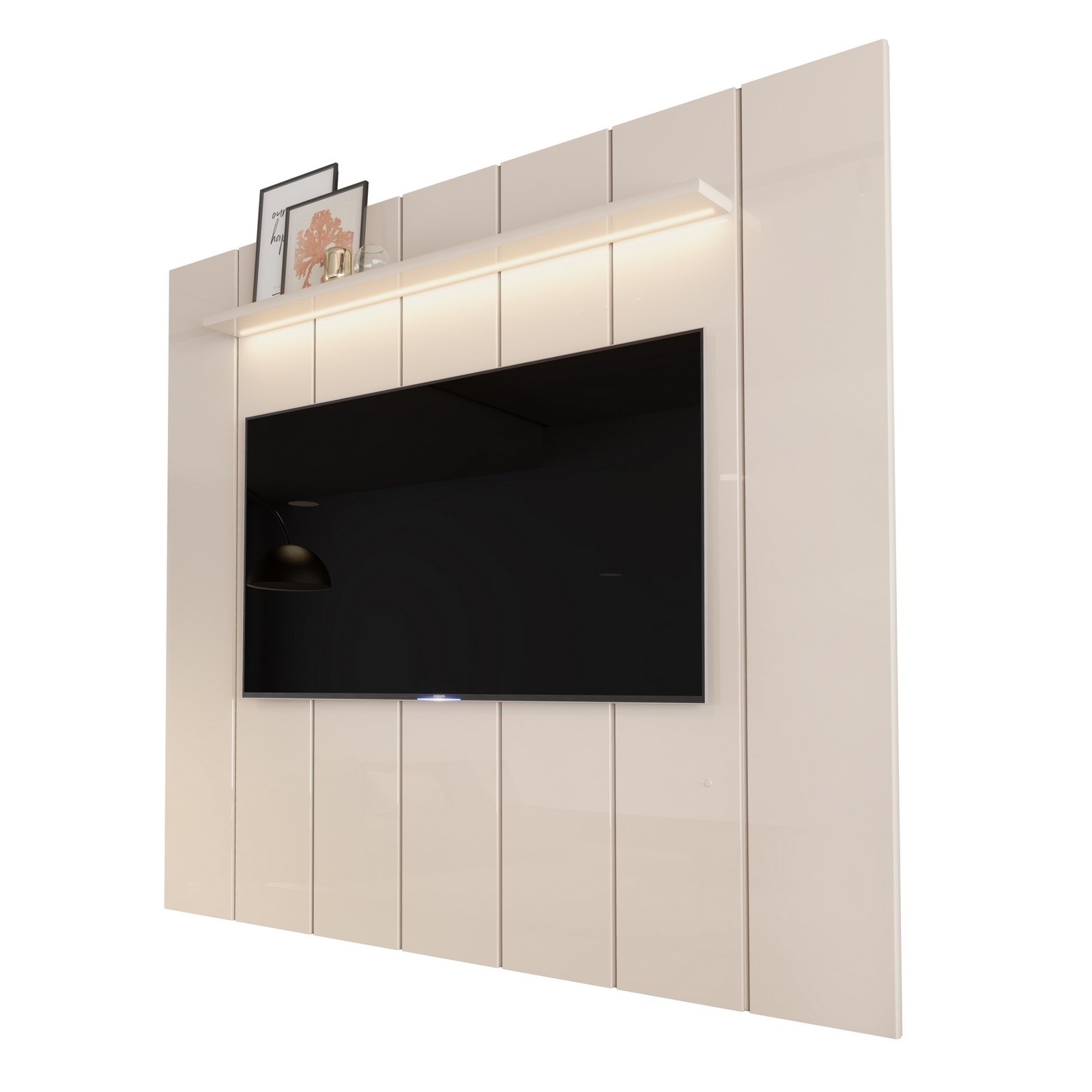 Painel até 75" Lumi 2,19 m Off White - EDN MÓVEIS - Imagem 3