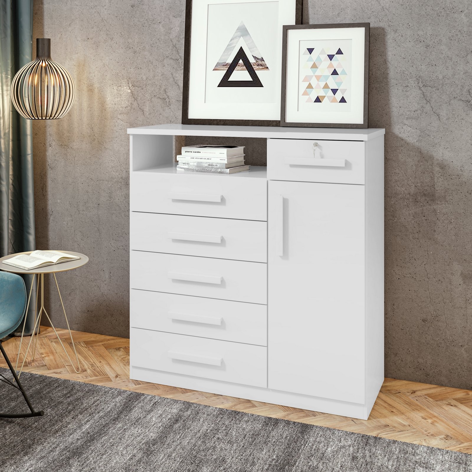Cômoda 6 Gavetas com Sapateira Da Vinci Branco - LOPAS