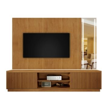 Alternative view of Painel até 75″ Vitrum Naturale + Rack Arezzo 2.2 Ripado/Naturale – MAVAULAR