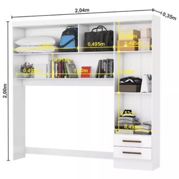 Alternative view of Modulado 4 Portas + Guarda-Roupa 3 Portas Dubai/Santiago Premium Branco - CARIOCA MÓVEIS