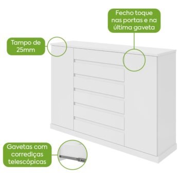 Alternative view of Cômoda 7 Gavetas Vedra Branco – LOPAS
