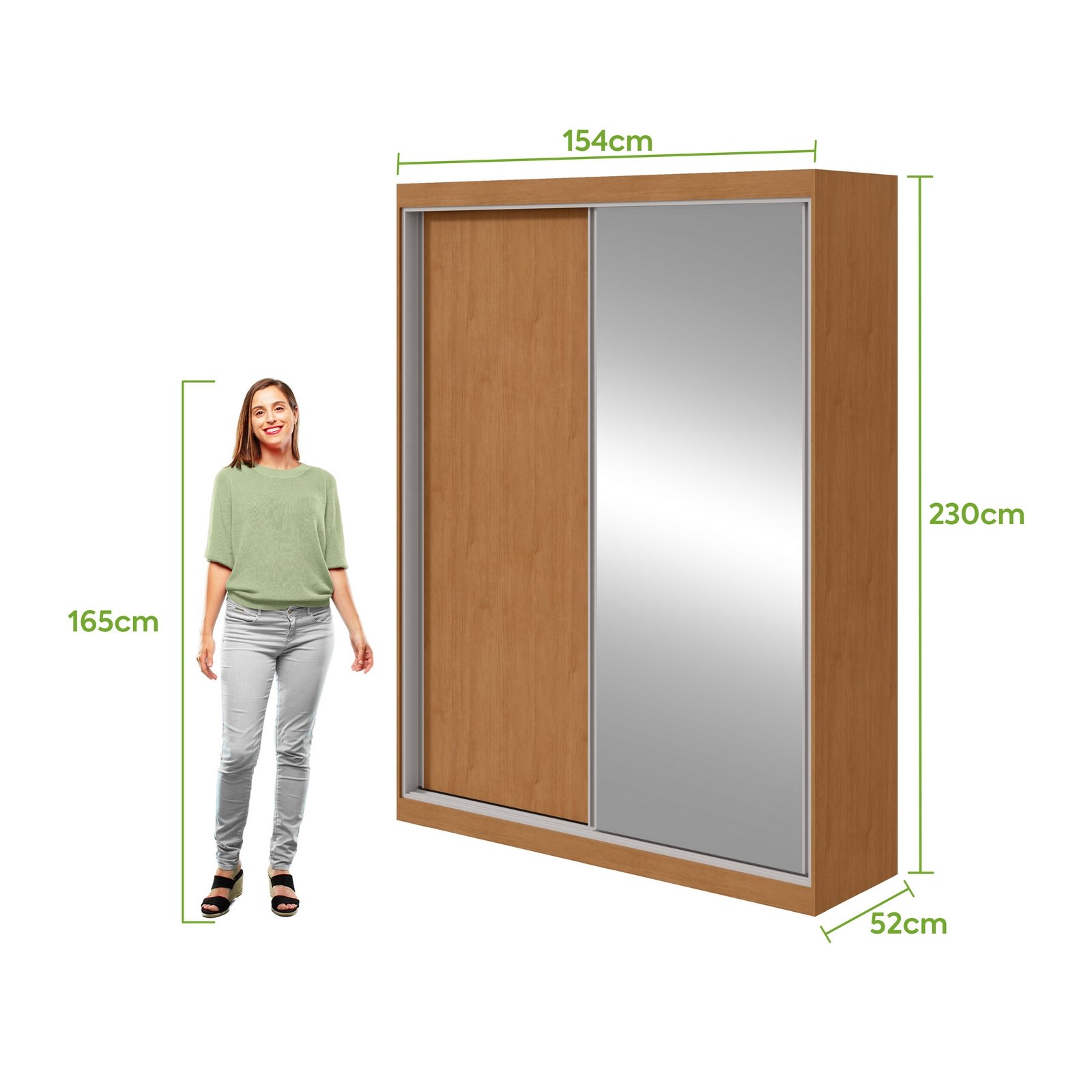 Guarda-Roupa 2 Portas Quadrix 1,54 m Amêndoa Clean/Off White/Amêndoa Clean – LOPAS - Imagem 10