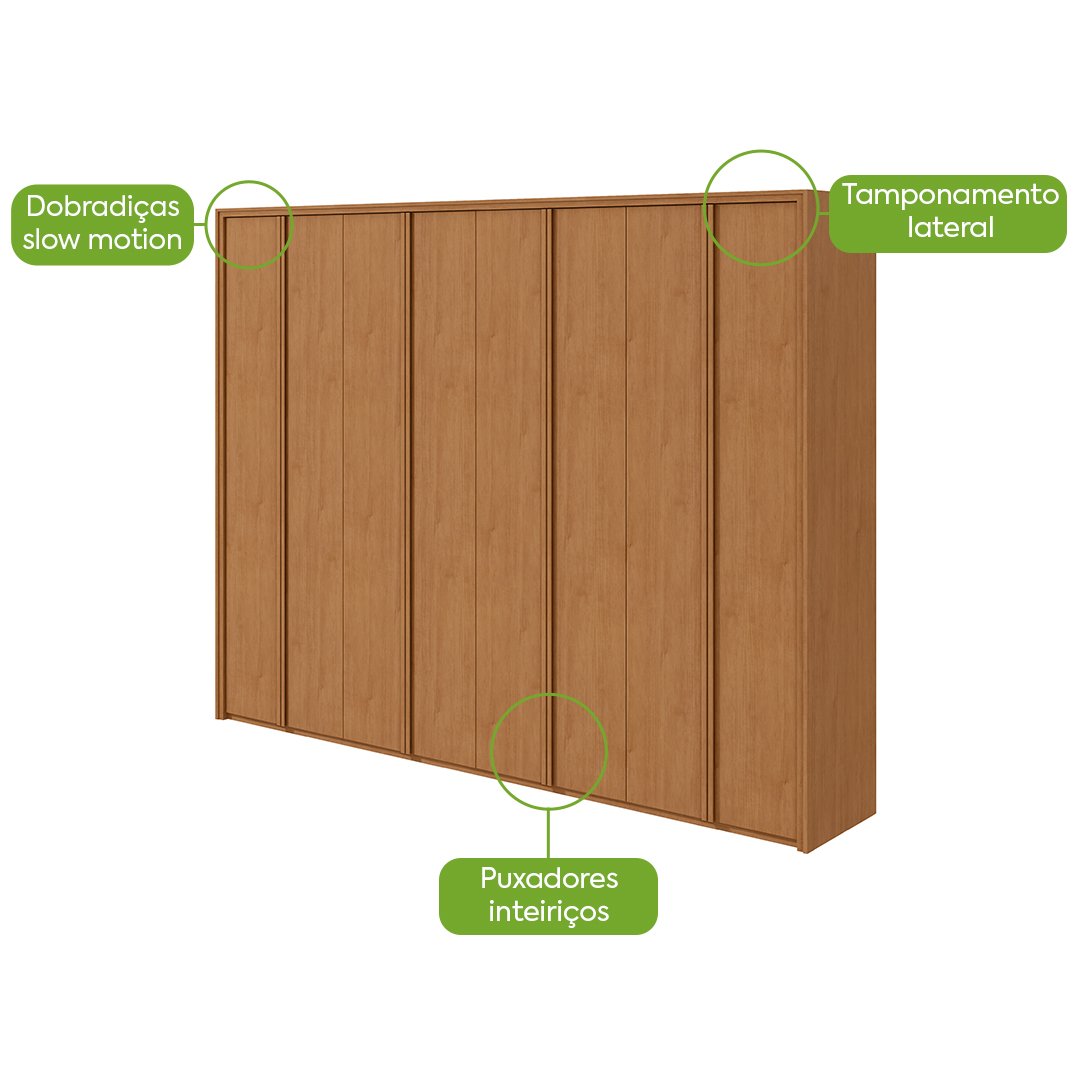 Guarda-Roupa 8 Portas Ergon 2,70 m Amêndoa Clean - LOPAS - Imagem 3