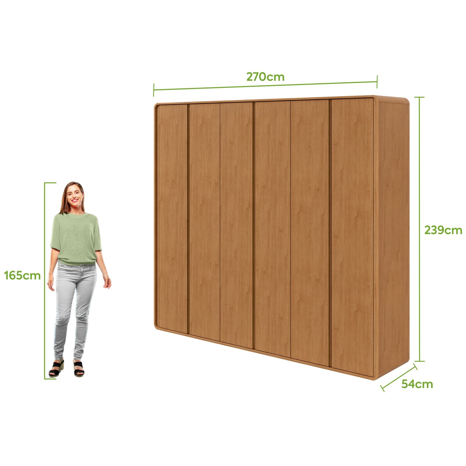 Guarda-Roupa 6 Portas Loop 2,70 m Amêndoa Clean - LOPAS - Imagem 4