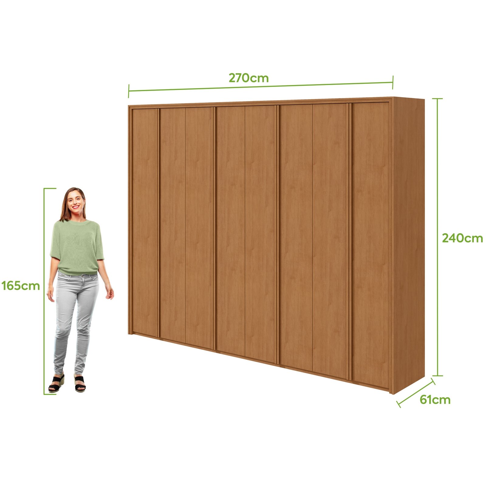 Guarda-Roupa 8 Portas Ergon 2,70 m Amêndoa Clean - LOPAS - Imagem 4