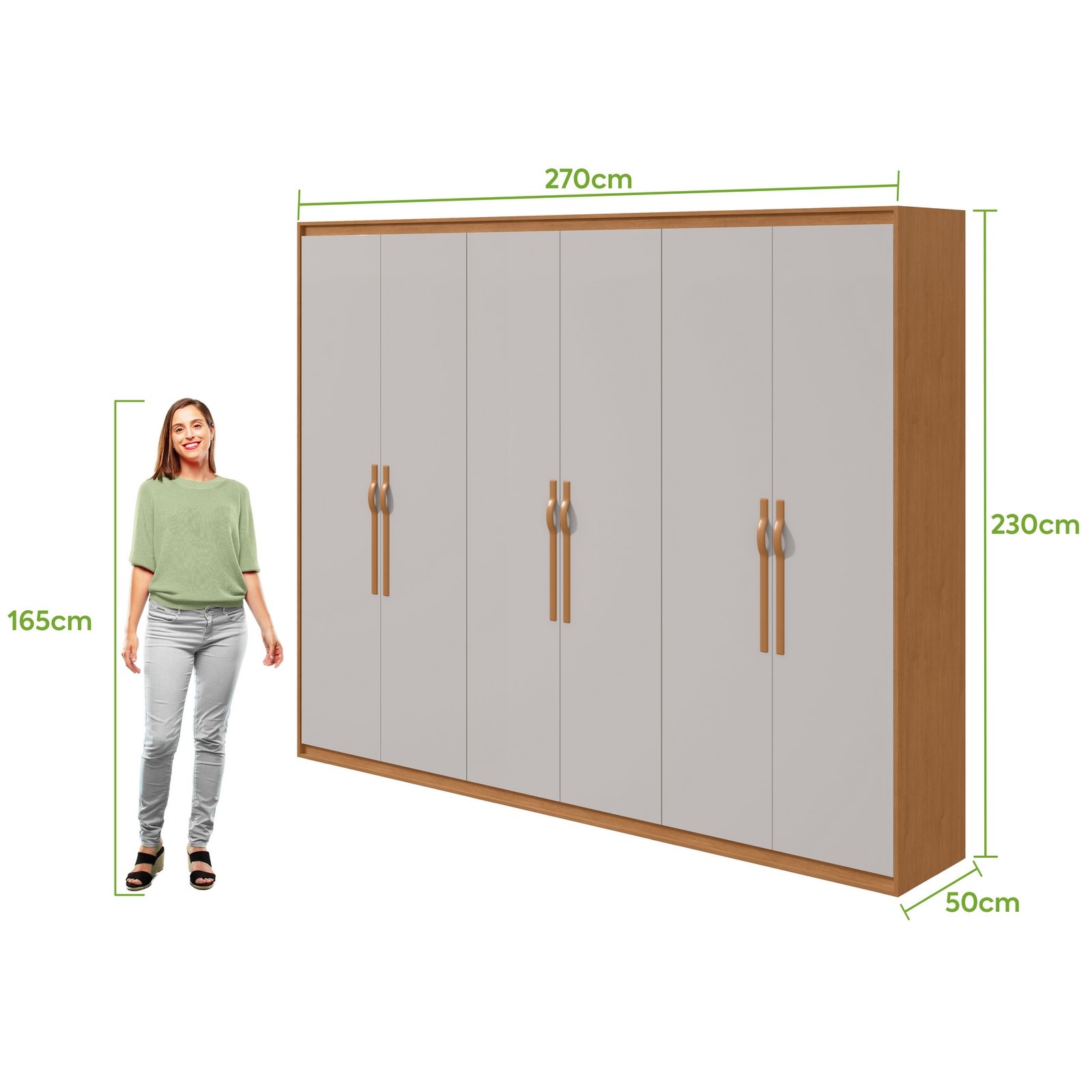 Guarda-Roupa 6 Portas Suavitá 2,70 m Amêndoa Clean/Off White - LOPAS - Imagem 5