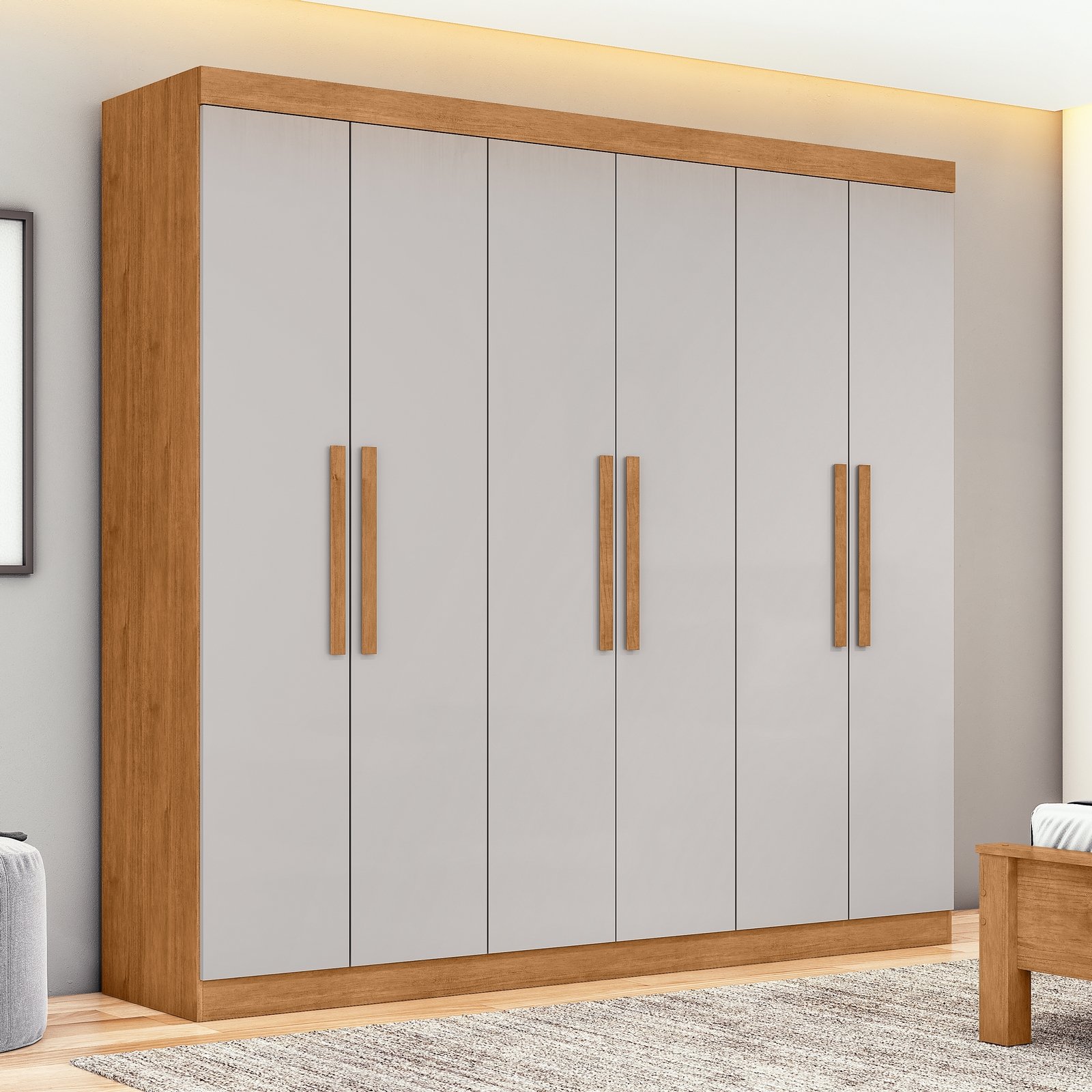 Guarda-Roupa 6 Portas Andara 1,77 m Amêndoa Clean/Off White - LOPAS