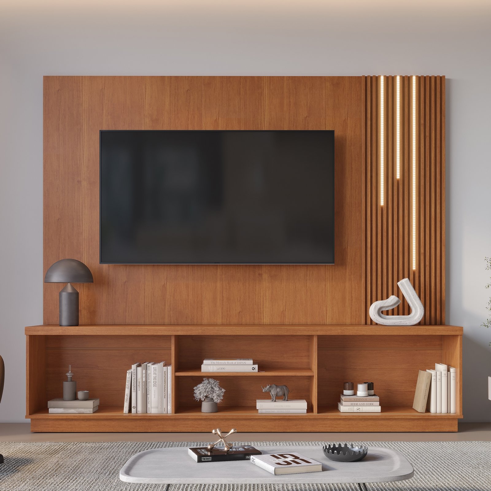 Home Theater até 75″ Arezzo New (C/LED Cascata) Naturale – MAVAULAR - Imagem 2