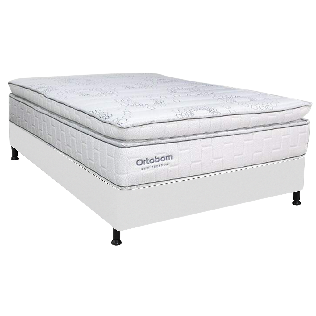 Colchão Casal New Freedom 32 cm D33 Molas Ensacadas + Base Simples Corino Branco – ORTOBOM + BIOSTAR - Imagem 2
