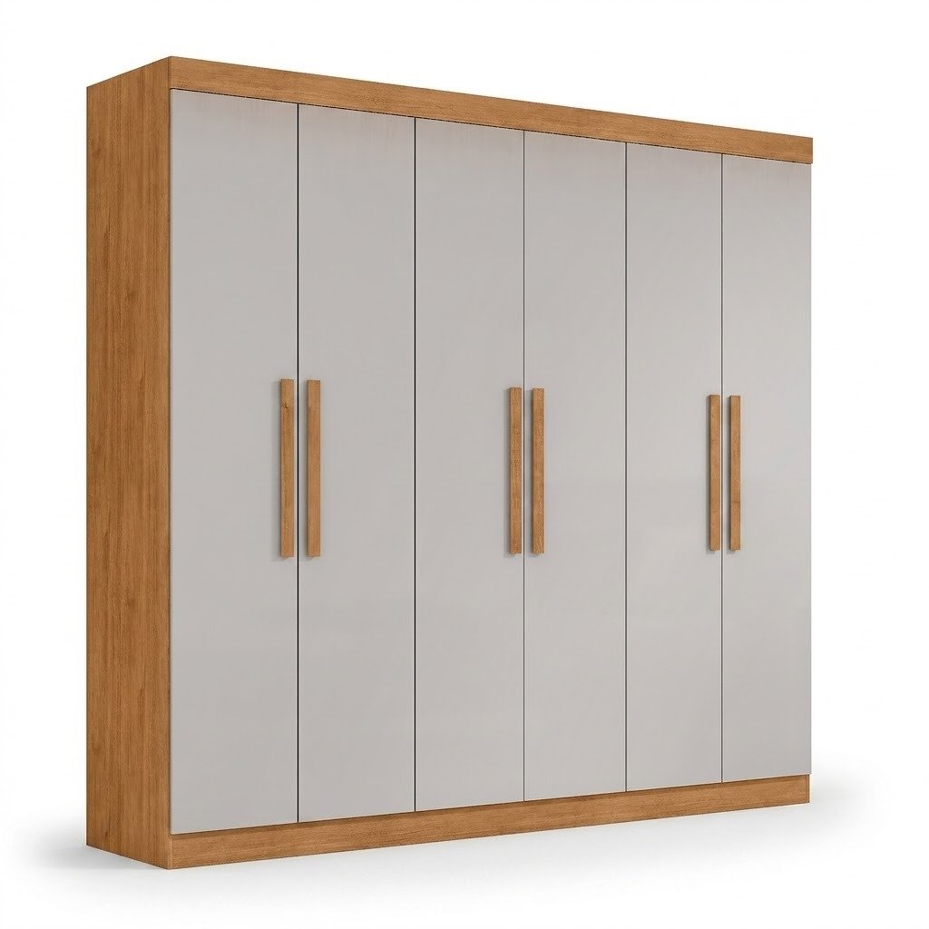 Guarda-Roupa 6 Portas Andara 1,77 m Amêndoa Clean/Off White - LOPAS - Imagem 6