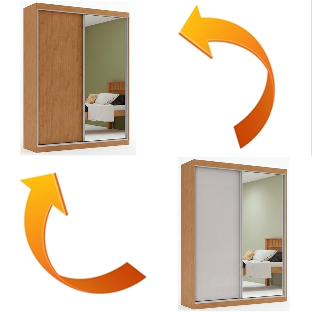 Guarda-Roupa 2 Portas Quadrix 1,54 m Amêndoa Clean/Off White/Amêndoa Clean – LOPAS - Imagem 8
