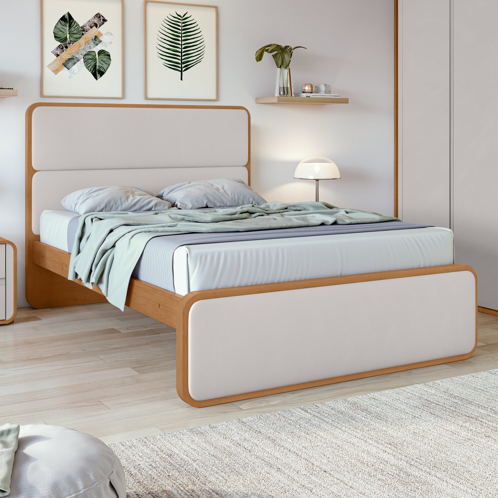 Cama Casal Loop Amêndoa Clean - LOPAS