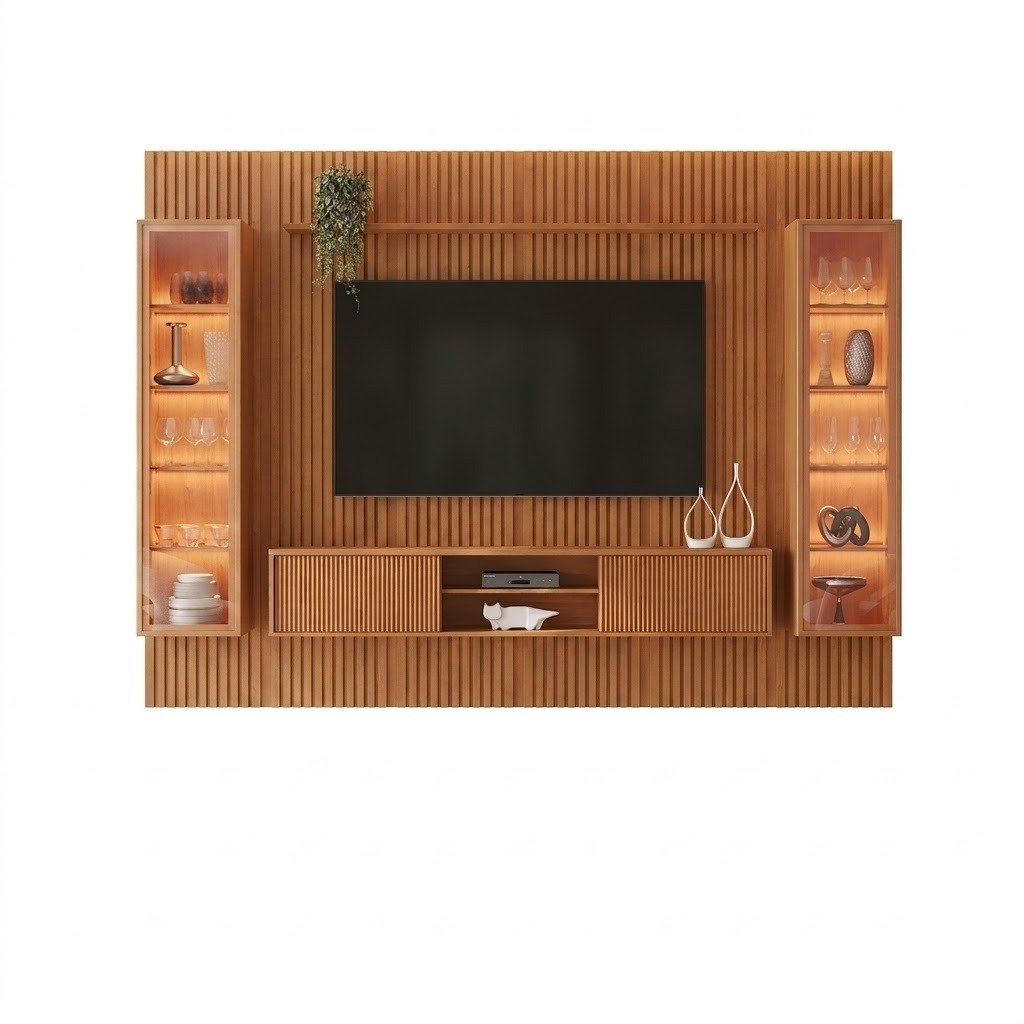 Painel até 75″ Dominus 2,79 m Naturale + Rack Dominus Naturale + Duas Cristaleiras Dominus Naturale – MAVAULAR - Imagem 5