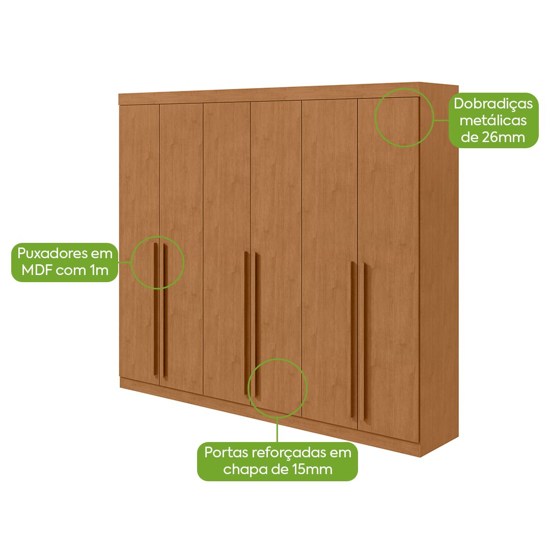 Guarda-Roupa 6 Portas Bertha Amêndoa Clean – LOPAS - Imagem 3