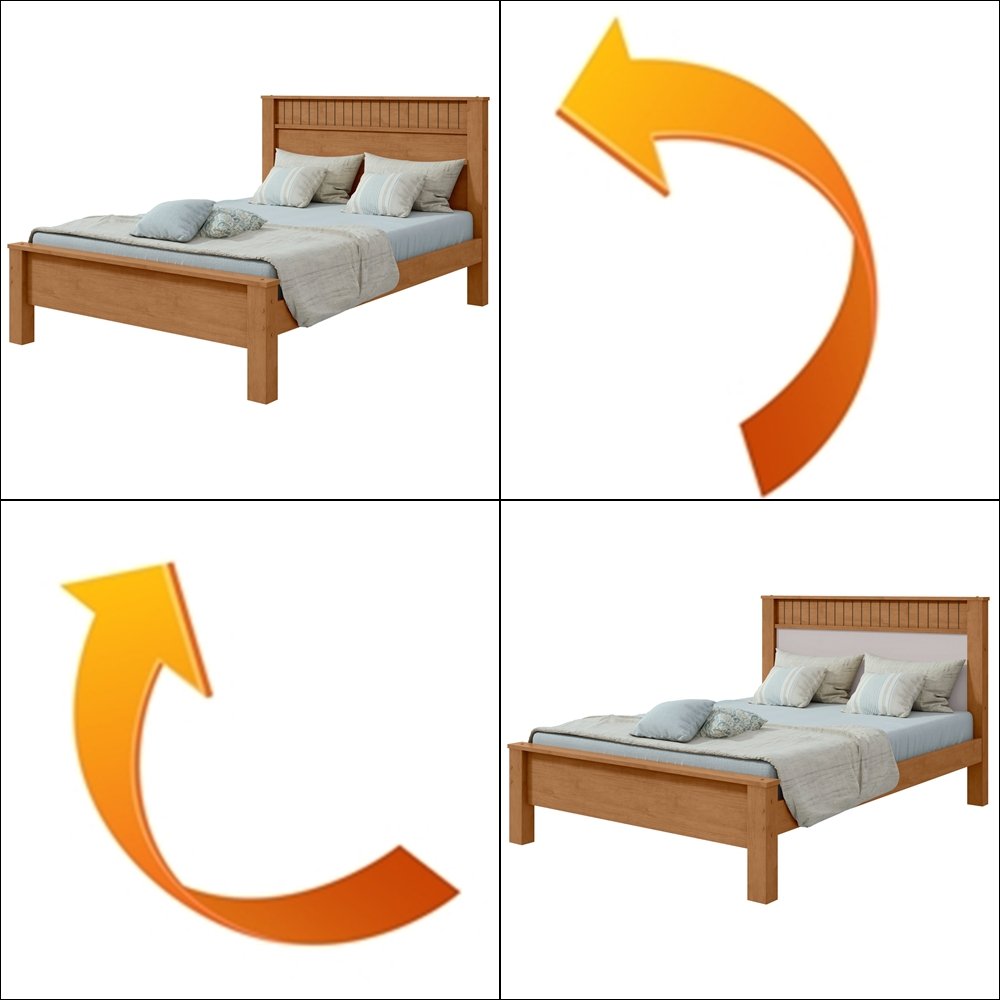 Cama Casal Athenas Amêndoa Clean/Off White/Amêndoa - LOPAS - Imagem 4