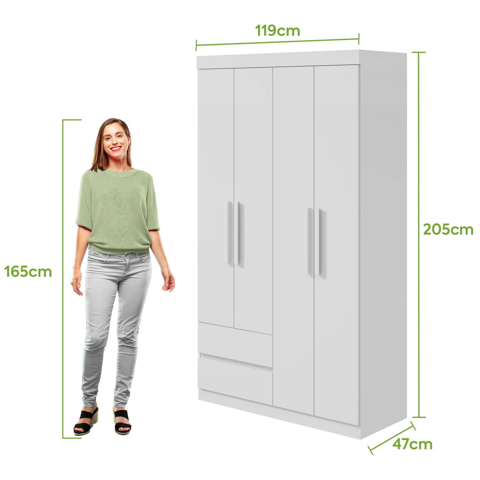 Guarda-Roupa 4 Portas Zeus 1,19 m Branco - LOPAS - Imagem 5