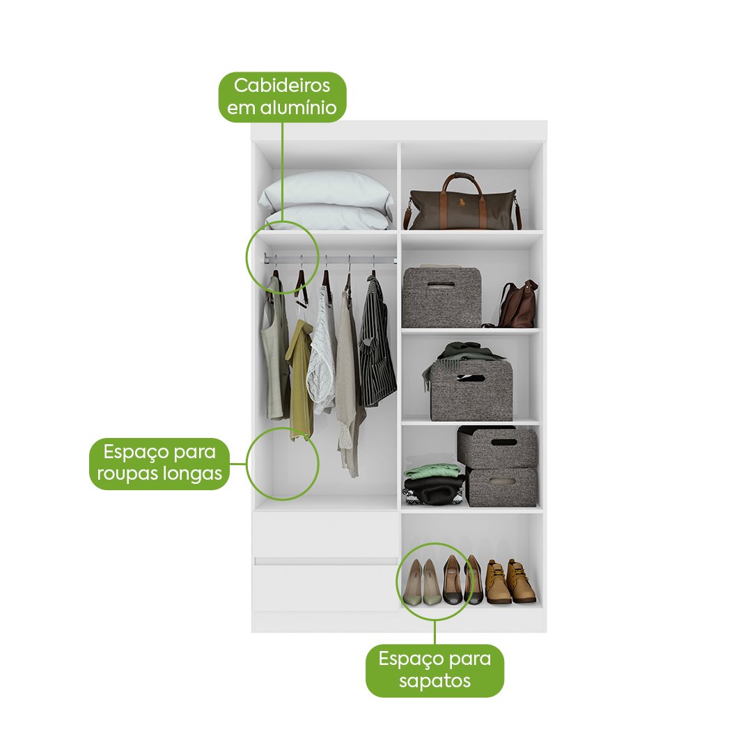 Guarda-Roupa 4 Portas Zeus 1,19 m Branco - LOPAS - Imagem 4