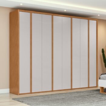 Guarda-Roupa 8 Portas Ergon 2,70 m Amêndoa Clean/Off White - LOPAS