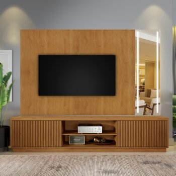 Painel até 75″ Vitrum Naturale + Rack Arezzo 2.2 Ripado/Naturale – MAVAULAR