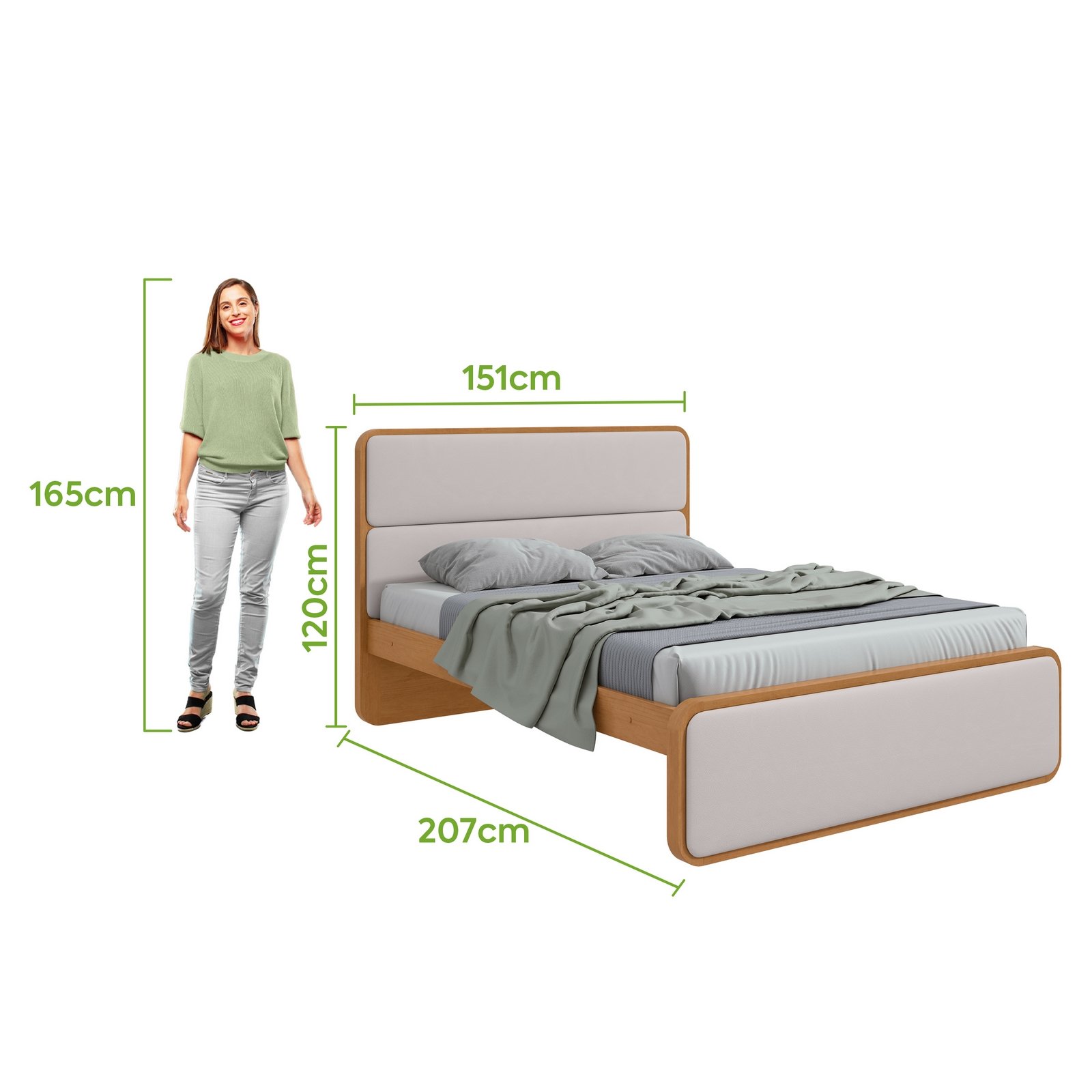Cama Casal Loop Amêndoa Clean - LOPAS - Imagem 3