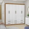 Guarda-Roupa 6 Portas(Sem Espelho/Sem Pés)Dallas 1,53 m Cinamomo/Branco - CARIOCA MÓVEIS