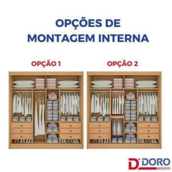 Alternative view of Roupeiro Titanium Branco 2 Portas C/ 1 Espelho Detalhe Ripado 100% MDF Larg. 2.20m - D Doro