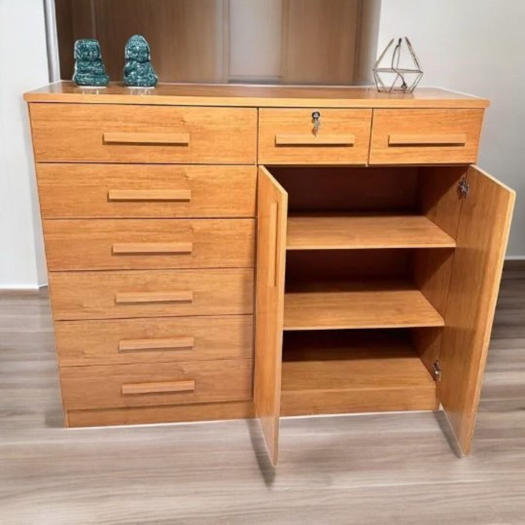 Cômoda 8 Gavetas com Sapateira Dupla Toronto Amêndoa Clean - LOPAS - Imagem 5