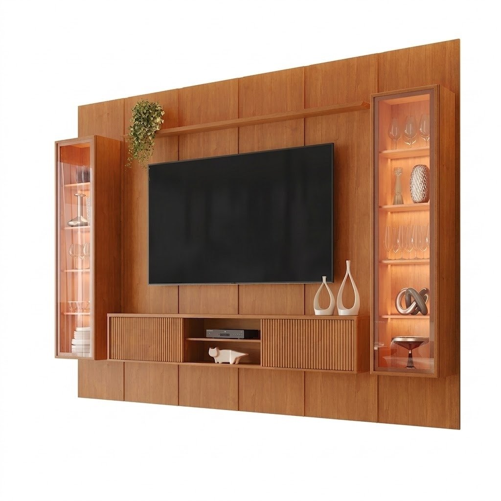 Painel até 75″ Dominus 2,79 m Naturale + Rack Dominus Naturale + Duas Cristaleiras Dominus Naturale – MAVAULAR - Imagem 4