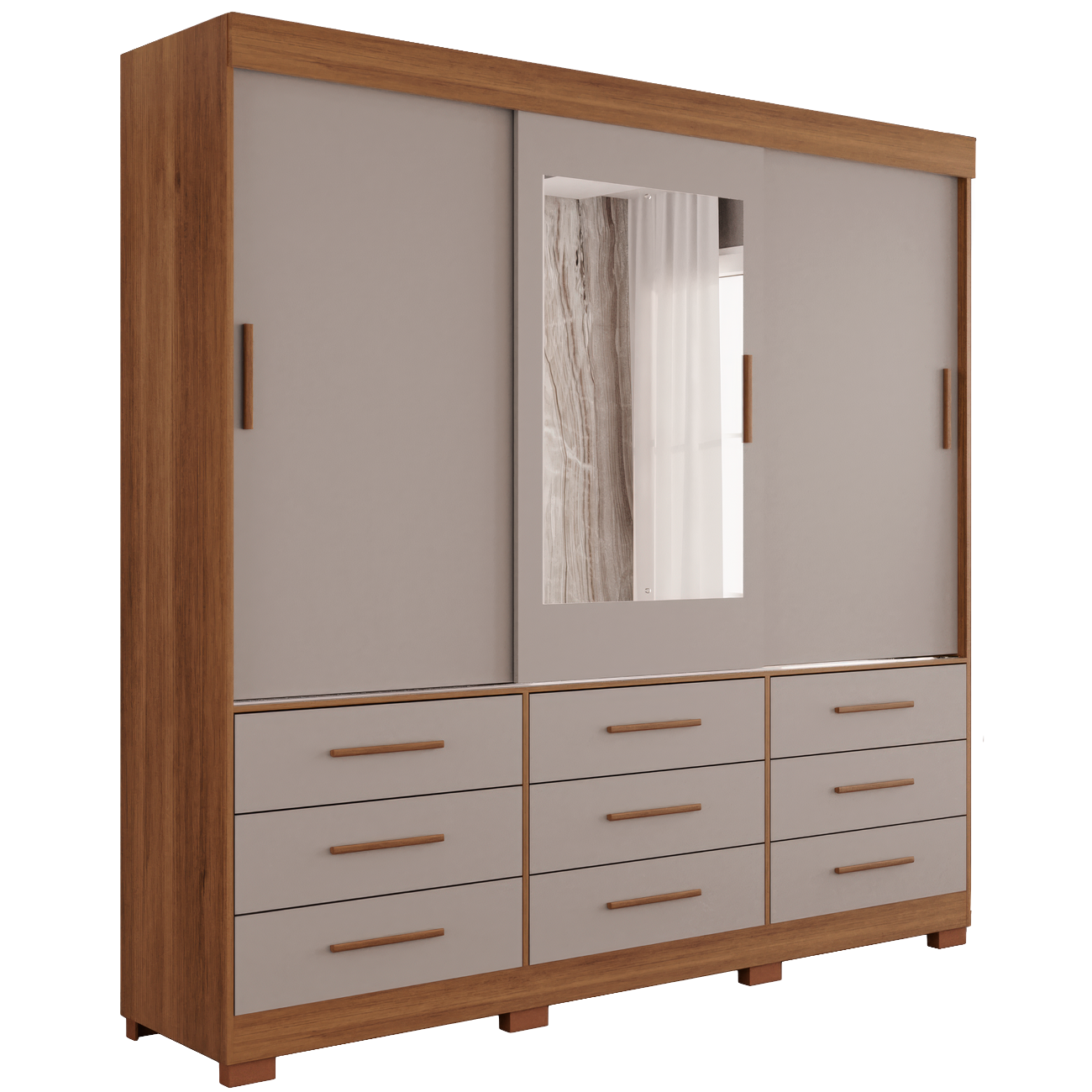 Guarda-Roupa 3 Portas New Star 1,80 m Cinamomo/Off White - SALLÊTO - Imagem 3
