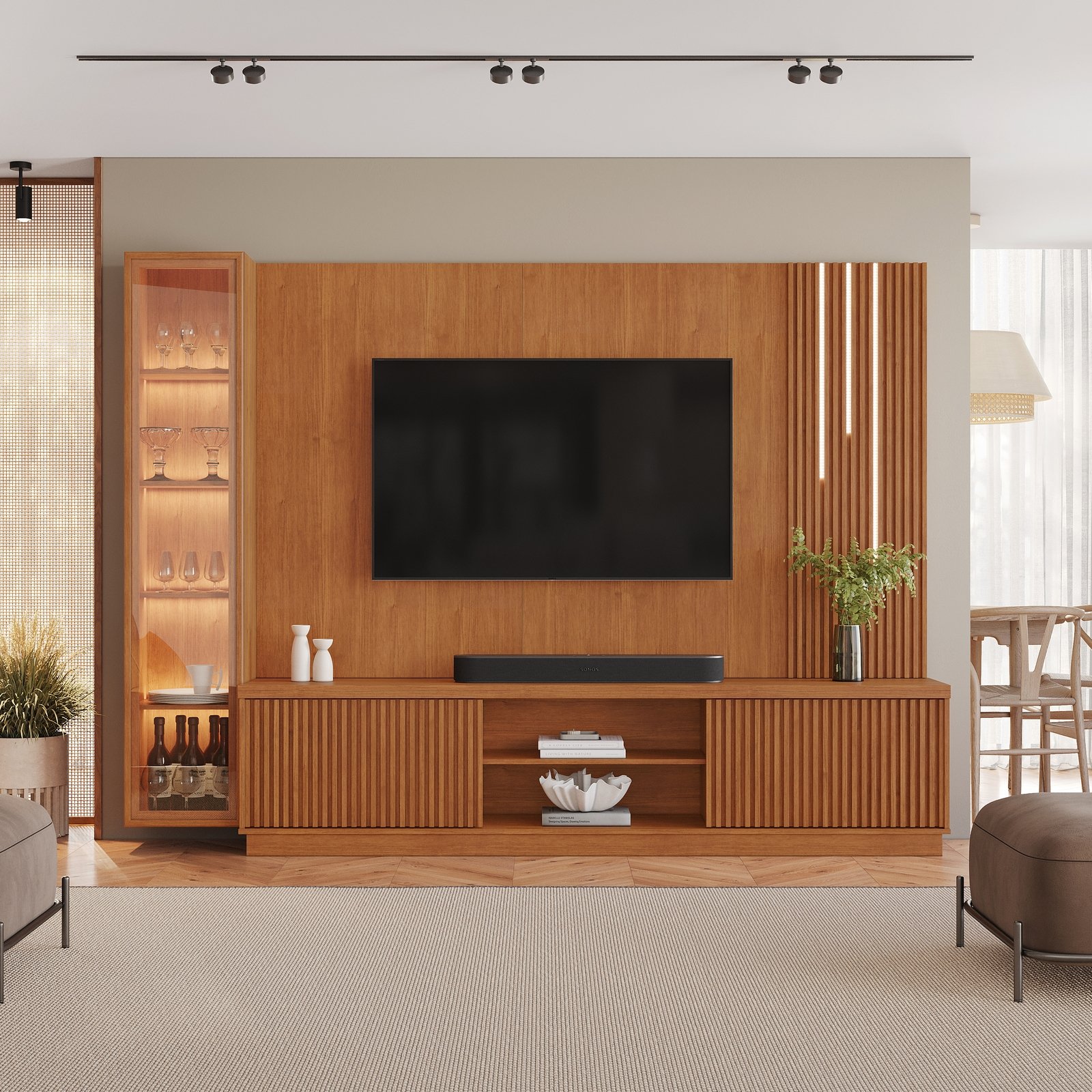 Home Theater até 75″ Arezzo New (C/LED Cascata) + Módulo Cristaleira Dominus Naturale – MAVAULAR - Imagem 2